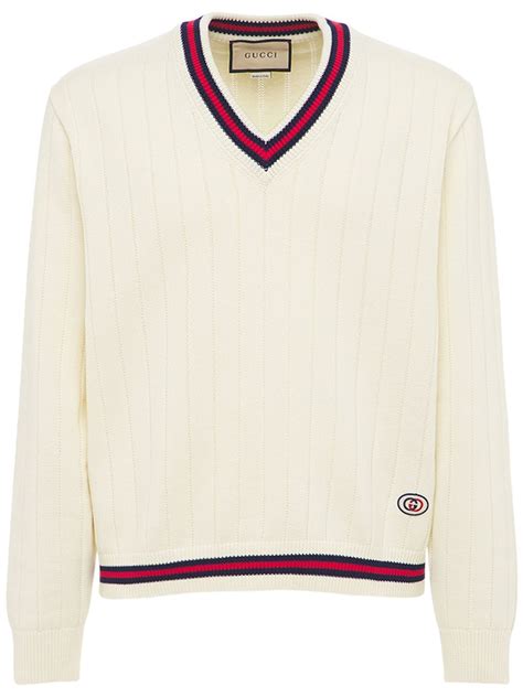 white gucci v neck sweater|gucci controversy.